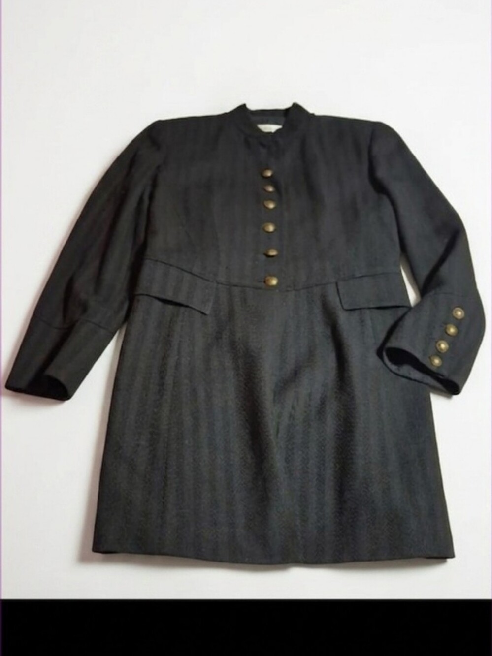 Vintage Emanuel Ungaro Black Officer Military Coat Jacket Gold Buttons  Sz 6